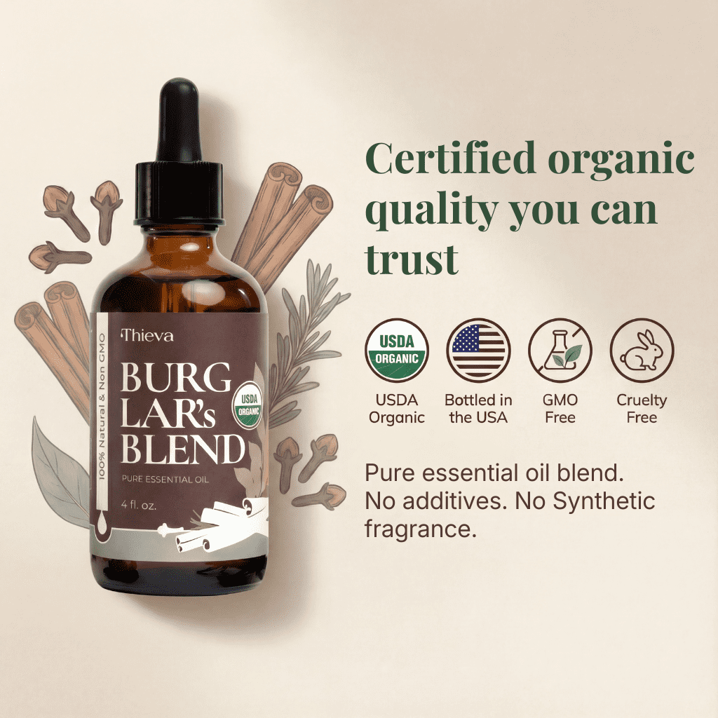 Thieva Immunity Essential Oil Blend, USDA Certified Therapeutic Grade, 4 oz — Based on The Tale of Four Bandits