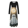 thumbnail image 4 of LEKWK Halloween Dresses for Women Graphic Print Long Sleeve Maxi Dress Crewneck Vintage Funny Holiday Party Cosplay Medieval Dress, 4 of 6