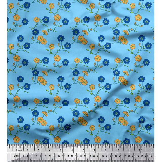 Soimoi Velvet Fabric Leaves & Floral Decor Fabric Printed Yard 58 Inch Wide