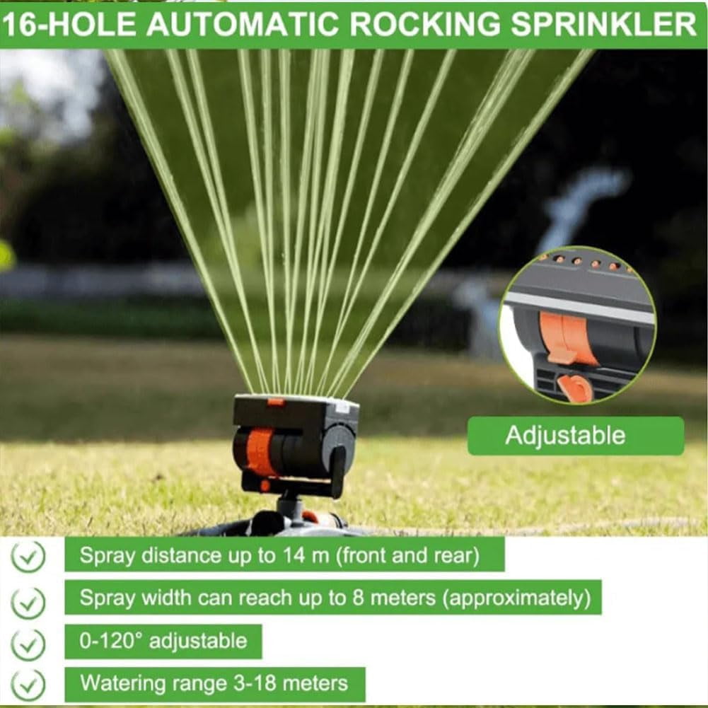 16-Nozzle Oscillating Sprinkler, Rotary Sprinkler Heads for Lawn, Mini Turbo Oscillating Water Sprinklers, for Garden Watering (2Black)
