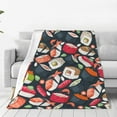thumbnail image 3 of Sushi Blanket Japanese Style Fleece Blanket for Bed Couch Sofa Kawaii Food Throw Blanket Cute Japanese Sushi Lovers Plush Throw Blanket Room Sushi Decor Gifts 50"x60" Travel Picnic All Season Kids, 3 of 6