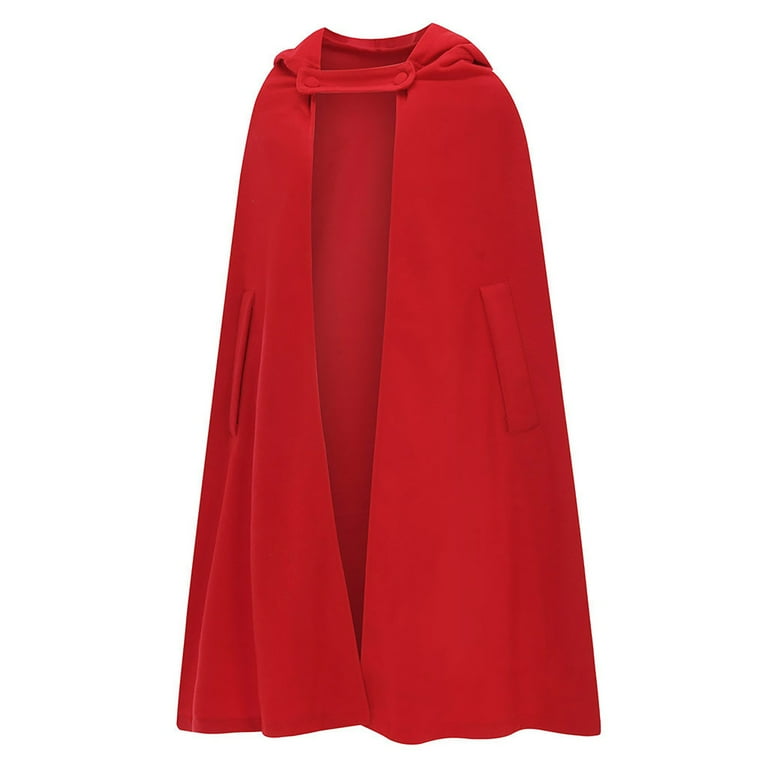 Cloak for Women with Hood Batwing Sleeve Shawl Wool Blend Hooded Cape  Poncho Mid-Length Cloak Coat Jacket