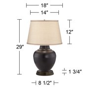 Barnes and Ivy Rustic Farmhouse Table Lamp 27 1/4 Tall with USB and AC Power Outlet in Base Bronze Hammered Beige Drum Shade for Bedroom Living Room