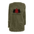 thumbnail image 3 of VALMASS Women Merry Christmas Crewneck Warm Tops Plus Size Long Sleeve Winter Velvet Tops Thick Thermal Sweaters (3XL, F Army Green), 3 of 3