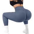 thumbnail image 2 of HEILAU High Waisted Leggings for Women Knitted Rib Peach Hip V Waist High Stretch Yoga Pants Leggings for Women Tummy Control Navy M, 2 of 5