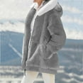 thumbnail image 6 of Xdegoge Zip up Fleece Jackets Women Warm Fuzzy Winter Coats Long Sleeve Oversized Casual Fuzzy Teddy Bear Jacket with Pockets, 6 of 10