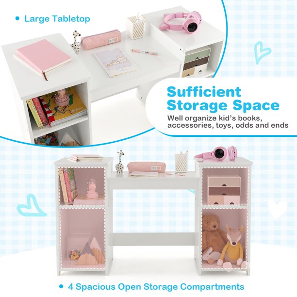 GOPLUS Ensemble Table et Chaise pour Enfants avec Plateau Effaçable
