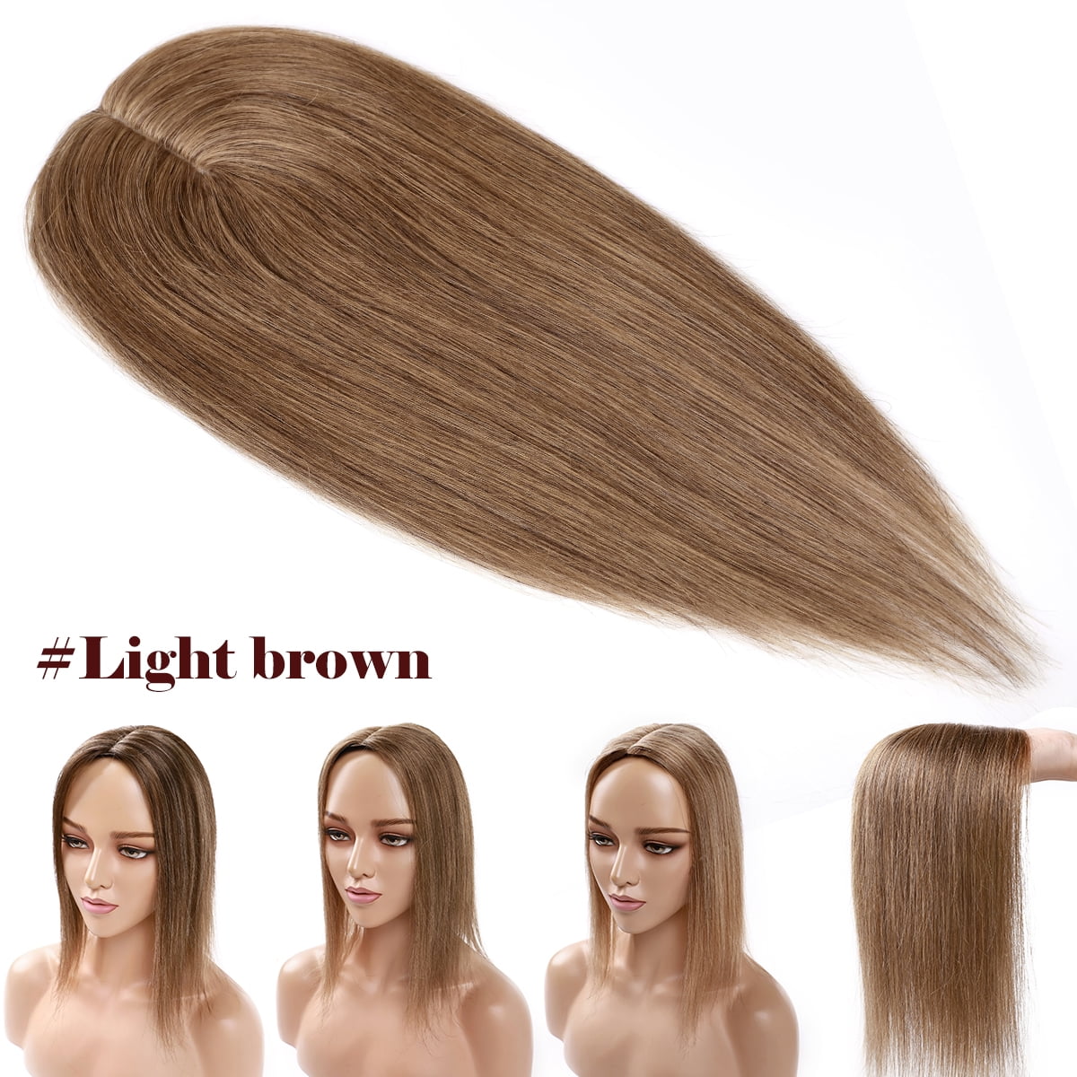 SEGO Clip in Hair Extensions Human Hair Toppers 100% Real Human Hair Topper for Thinning/Loss Hair Natural Black Hair Pieces