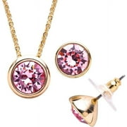 Swarovski Crystal 14kt Gold-Plated Necklace and Earring Set, Available in 12 Birthstones