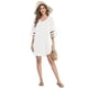 thumbnail image 4 of Minnieouse Vestido informal para mujer, traje de baño, manga acampanada, corte en A, escote en V profundo, ropa de playa, de Color sólido Vestidos Blanco SG, 4 of 6