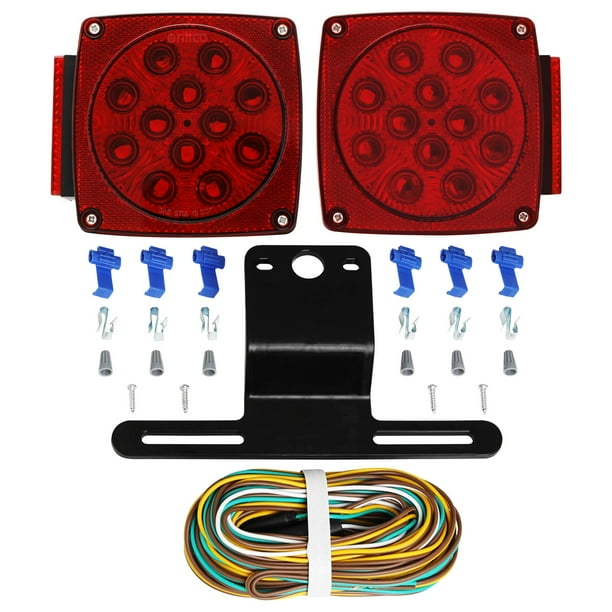 ONLTCO 12V Red Led Square Submersible Trailer Lights, Turn Signal