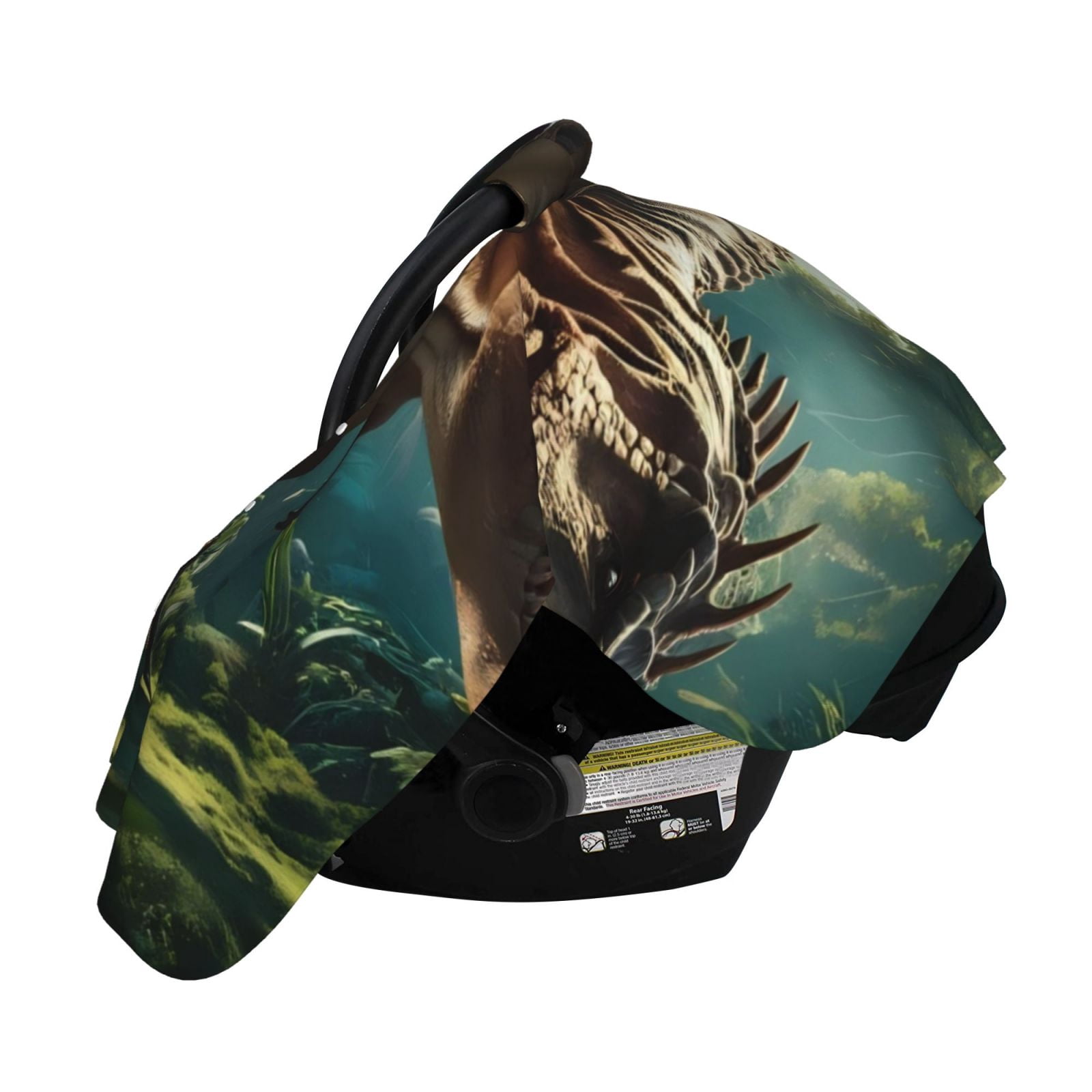 Naloa Green Forest Dinosaur Baby Car Seat Cover, Breathable Baby Carrier Cover, Multiuse Baby Carrier Cover & Nursing Breastfeeding Cover