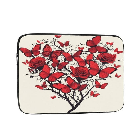 Laptop Sleeve Bag Compatible For iPad MacBook Air Pro Tablet Computer PC notebook Protective Fit in 10/12/13/14/15/16/17 inch Size Red Butterfly Wreath (2)