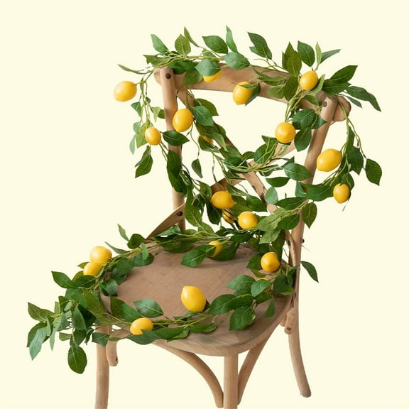 Zmeidao Artificial Lemon Garland, Lemon Silk Vine Garland with Green Leaves, Fake Hanging Plants Greenery Decor for Home, Bedroom, Wall, Party, Wedding Decoration
