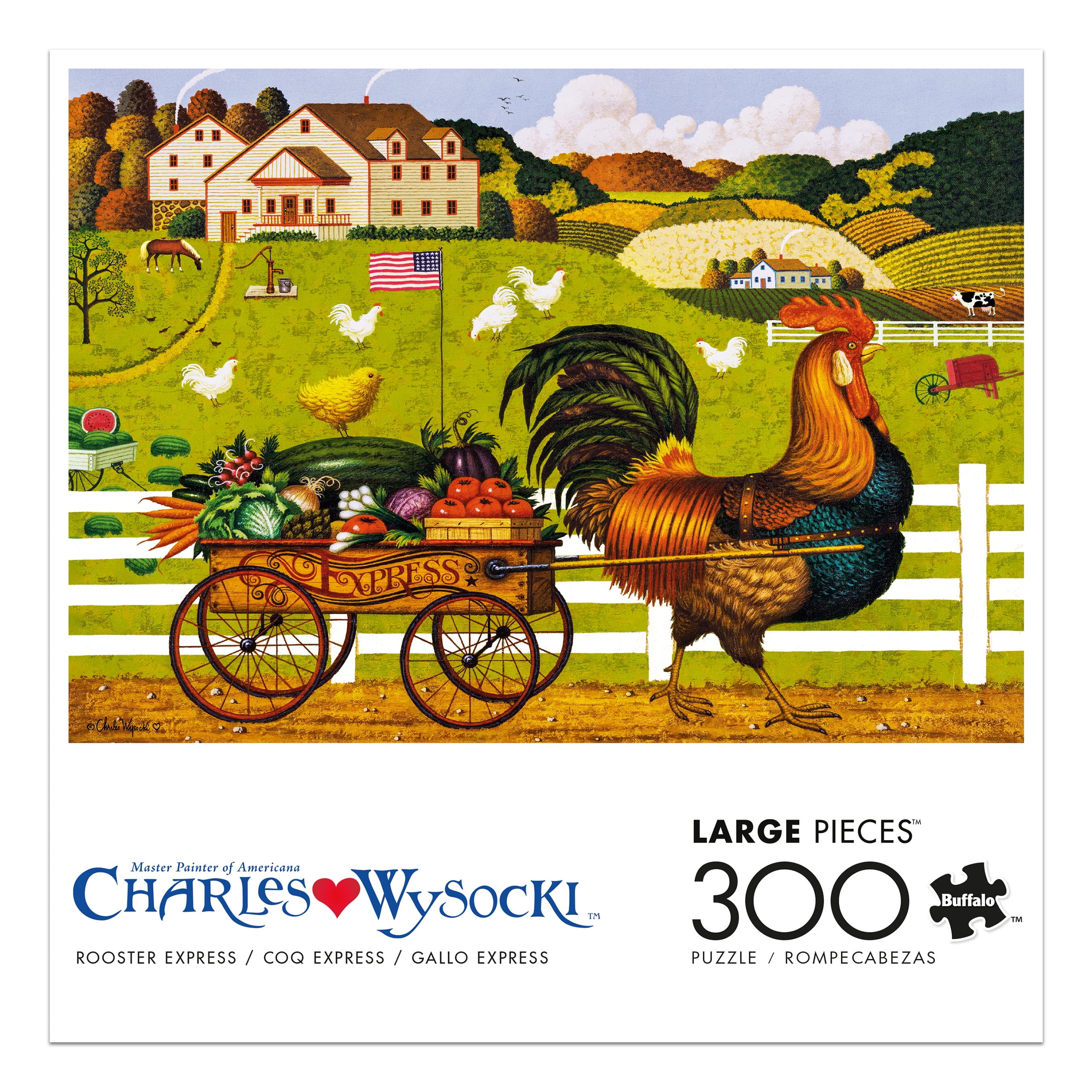 Buffalo Games Rooster Express 300-Piece Interlocking Jigsaw Puzzle for Adults Ages 14-99 Years