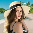 thumbnail image 5 of Kumdkd Women's Foldable Straw Sun Hat - Wide Brim UPF 50+ Beach Hat for Summer Travel, Lightweight & Packable Sun Protection (White, 12.99x4.33in), 5 of 6
