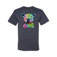 thumbnail image 2 of Neon Rainbow Trippy Cute Pitbull Dog Straight at You Dog Lover Men's Graphic T-Shirt, Vintage Heather Navy, 3XL, 2 of 3
