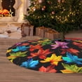 thumbnail image 6 of Rateoe Rainbow Colorful Maple Leaves Print Christmas Tree Skirt 30" for Xmas Holiday New Year Party Circle Tree Mat Ornaments Decoration, 6 of 7