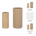 thumbnail image 6 of Set of 2 Modern Ceramic Vases - Ribbed Beige Finish - Decorative Sculptural Design for Home, Office, Bedroom, Living Room - 13", 10" Ivory, 6 of 11