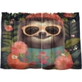 thumbnail image 2 of GZHJMY Sloth Half Window Tier Curtains 36 Inch Blackout Thermal Insulating Kitchen Linen Tier Curtains for Kitchen,Bathroom,Cafe, 2 of 7