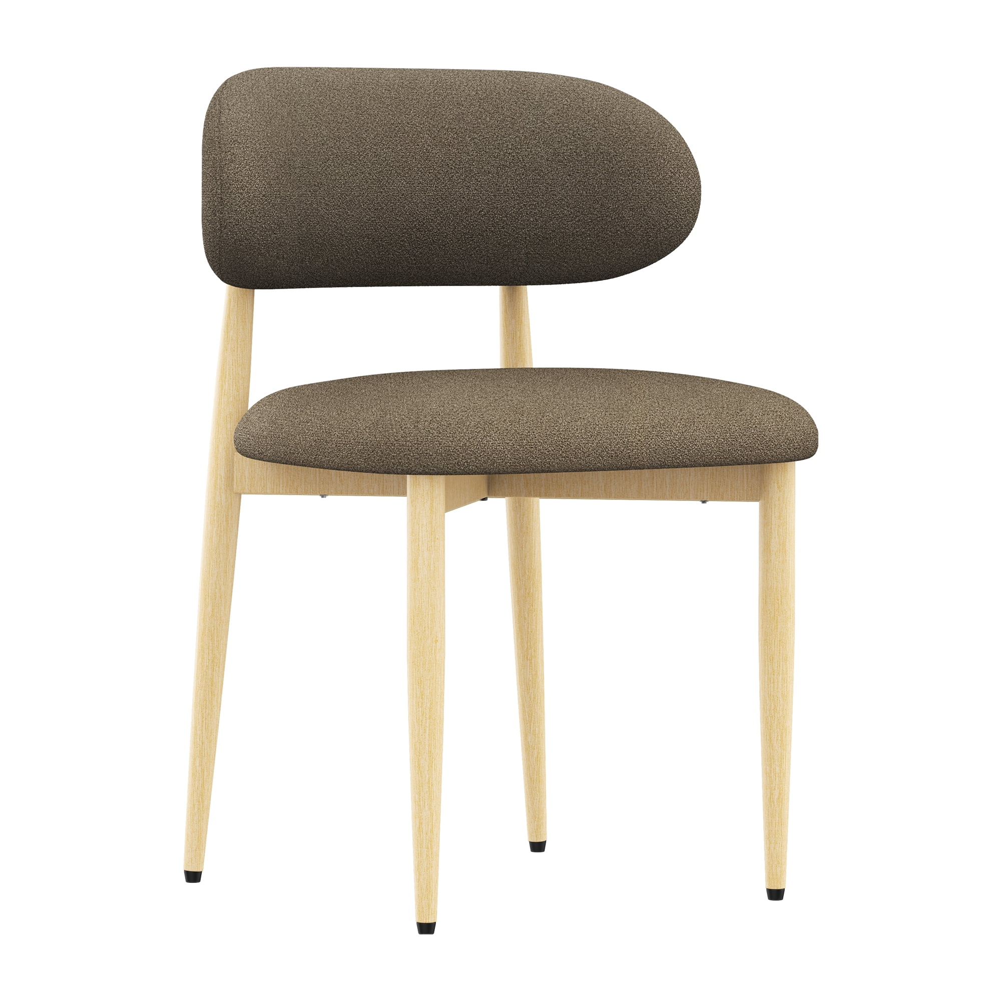 Mintazer Modern Upholstered Dining Chairs Set of 4, Minimalist Padded Kitchen Chairs with Lamb Wool Fabric & Non‑Slip Foot Pads for Dining Room Kitchen Small Apartment, Coffee