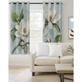thumbnail image 2 of White Floral Blackout Curtains 63 Inches Long, Magnolia Flower Bud Green Leaf 2 Panels, Thermal Insulated Room Darkening Drapes with Grommets, 52W x 63L Each Panel, 2 of 9