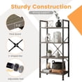 thumbnail image 3 of CONCETTA Bookshelf, 4-Tier Small Industrial Storage Shelf & Shelves, Metal Bookcase for Home Office, Living Room, Wood Gray, 3 of 8