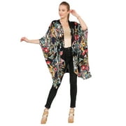 MINI APPARELS Floral Print Multicolor Front Open Lightweight Swimsuit Beach Cover Up Kimono Cardigan for Women (Free Size)