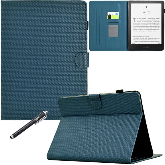 GSFY Case for All-new 7" Kindle Paperwhite 12th Gen & Kindle Colorsoft Signature Edition 2024 Release, Smart Premium PU Leather Wallet Stand Protective Cover Auto Sleep Wake, Dusty Blue