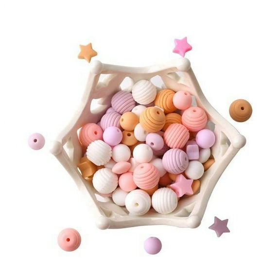 Baby Silicone Beads for 100pcs Loose Bead for Pink Series Nursing Necklaces Bracelets Fashionable Jewelry