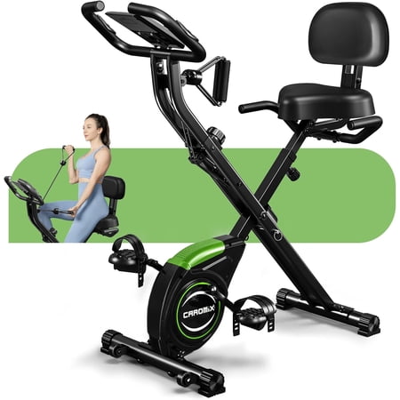 Caromix Folding Exercise Bike, 4 in 1 Stationary Magnetic Cycling Bicycle Upright Indoor Cycling Bike for Home Workout 330LB Capacity