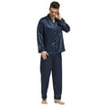 thumbnail image 4 of Tony & Candice Men's Classic Satin Pajama Set Adult Sleepwear (XX-Large, Navy Blue with Polka Dots), 4 of 4