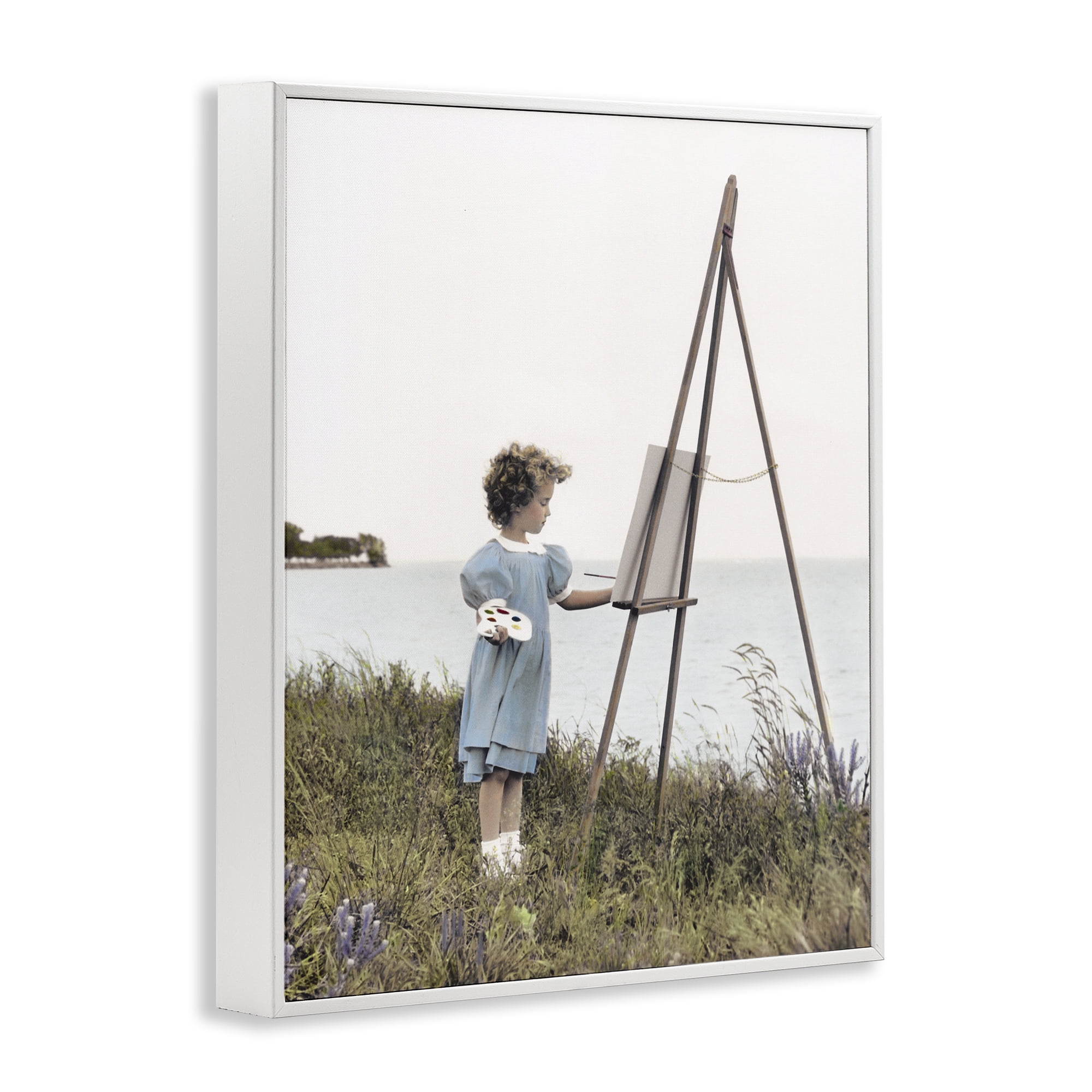 Stupell Industries Child Painting on Easel White Framed Giclee Art, design by Kendra Dew