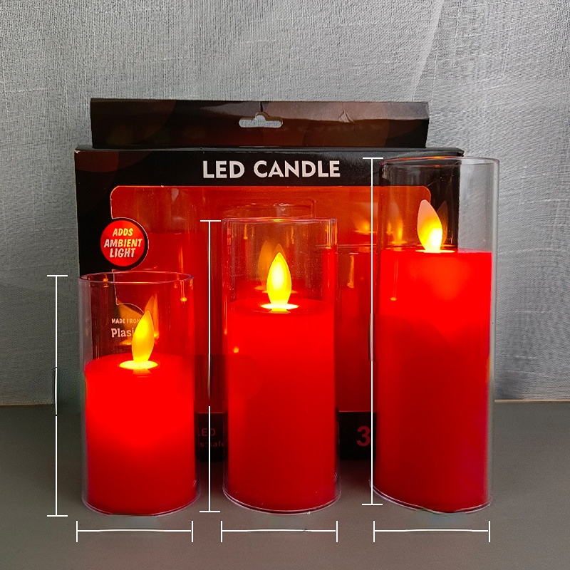 Decorated Flameless Candle with Remote Control, Led Pillar Candle Pack with 3 moving Flames