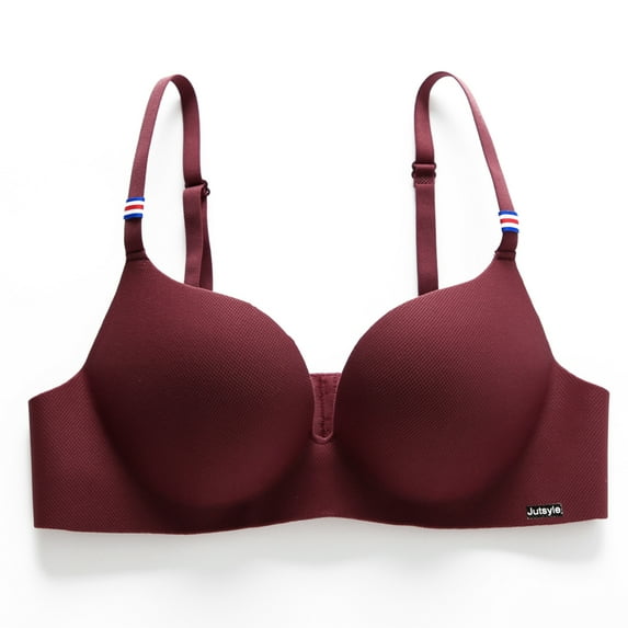 Women 3/4 Cup Gathered BraThin Section One-piece Frameless Beauty Back Bra Solid Color Stretch Padded Bra