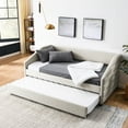 thumbnail image 2 of Twin daybed in beige linen, with pull - out trundle / Comfortable seating, extra bed for overnight, 2 of 6