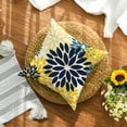 thumbnail image 5 of Sm:)e Navy Blue Yellow Waterproof Dahlia Floral Throw Pillow Covers 18x18 Inch Set of 2, Outdoor Farmhouse Decorative Square Cushion Cases for Patio, Living Room, Sofa, Bed, 5 of 8