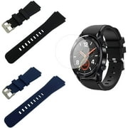 Compatible with Huawei Watch GT / Watch GT2 Silicone Bands and Screen Protectors, SourceTon Silicone Replacement