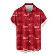 thumbnail image 2 of Valentine's Shirts for Men, Heart Print Short Sleeve Shirt Men Casual Fashion Turndown Collar Valentine's Day Printing Short Sleeved Button Shirt Tops Blouse, 2 of 4