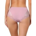 thumbnail image 3 of MODA NOVA Juniors Plus Size Panties Underwear Lace Breathable Mid Rise Stretch Briefs Pink S, 3 of 5