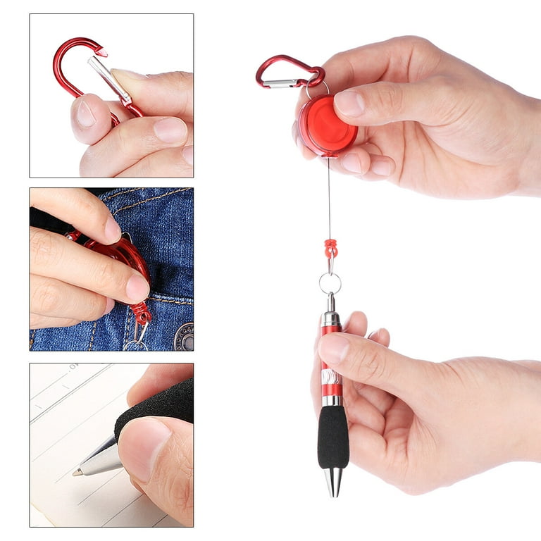  Great Chance Handy Retractable Badge Reel Ballpoint Pen Belt  Clip Keychain Carabiner 5 Pcs Assorted Colors : Writing Pens : Office  Products