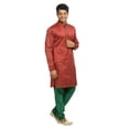 thumbnail image 2 of Saris and Things Pyjama Kurta de Mariage Indien à Rayures Rouges - Tenue Ethnique Indienne pour Hommes, 2 of 5