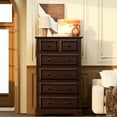 thumbnail image 3 of VVFLU Farmhouse 6 Drawer Dresser, Dressers Chest of Drawer for Bedroom Organizer Storage, 48 Inch Tall Dresser, Wood Dressers Storage Cabinet for Living Room, Entryway, Hallway,Cherry, 3 of 9