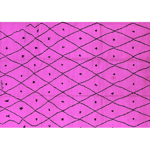 Ahgly Company Indoor Rectangle Solid Pink Modern Area Rugs, 7' x 9'
