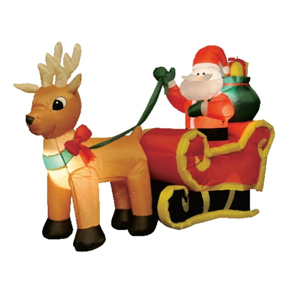 6 Ft Lighted Airblown - Santa In One Reindeer Sleigh