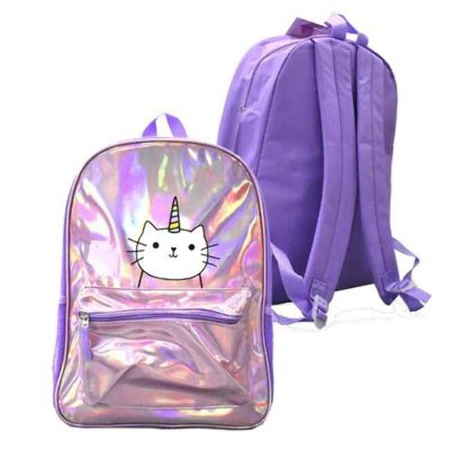 purple holographic backpack