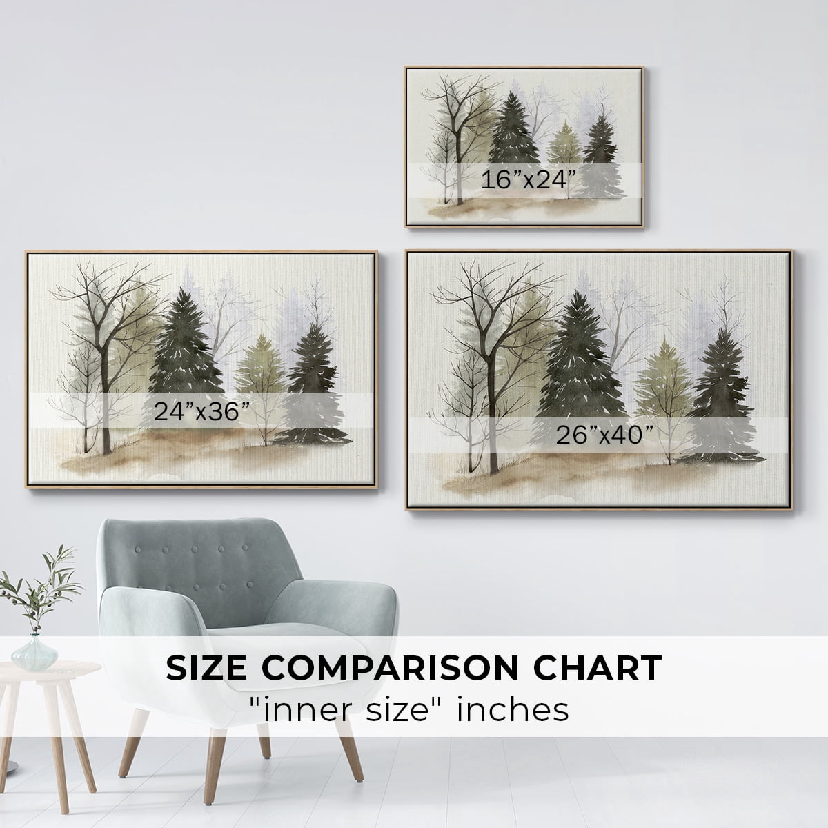 In the Mist II - Framed Gallery Wrapped Holiday Canvas - 25 x 37 - Natural Wood Frame