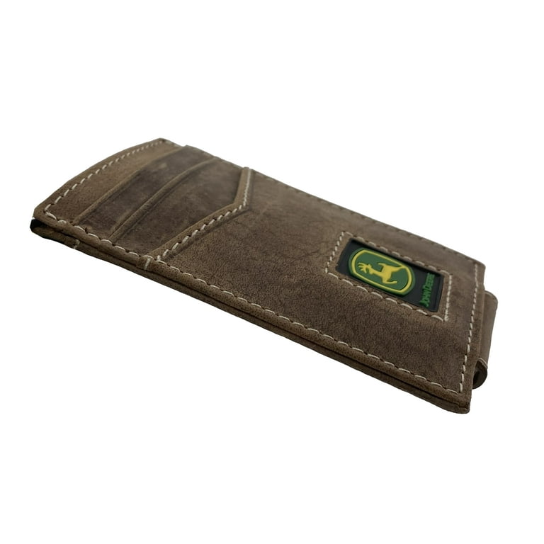 Money Clip Wallet in distressed brown leather, minimal stitch wallet