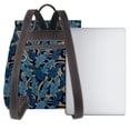 thumbnail image 3 of Easygdp Blue Leaves A Mochila de Cuero para Mujeres, Bolso de Hombro, Bolsos de Mano de Moda para Trabajo y Viajes, 3 of 4