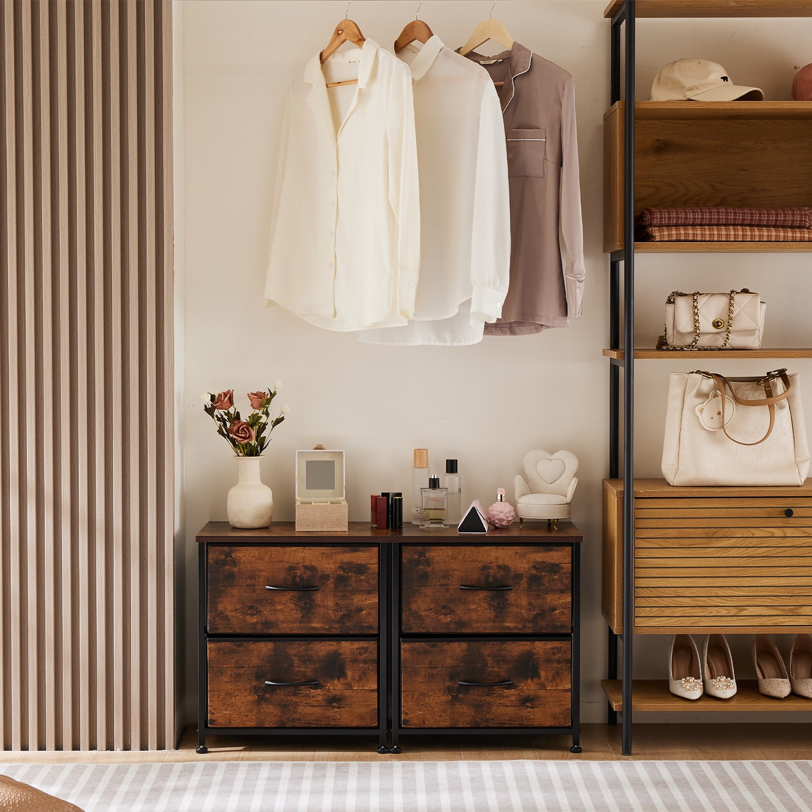 MAYEERTY Drawers Dresser Chest of Drawers,Metal Frame and Wood Top